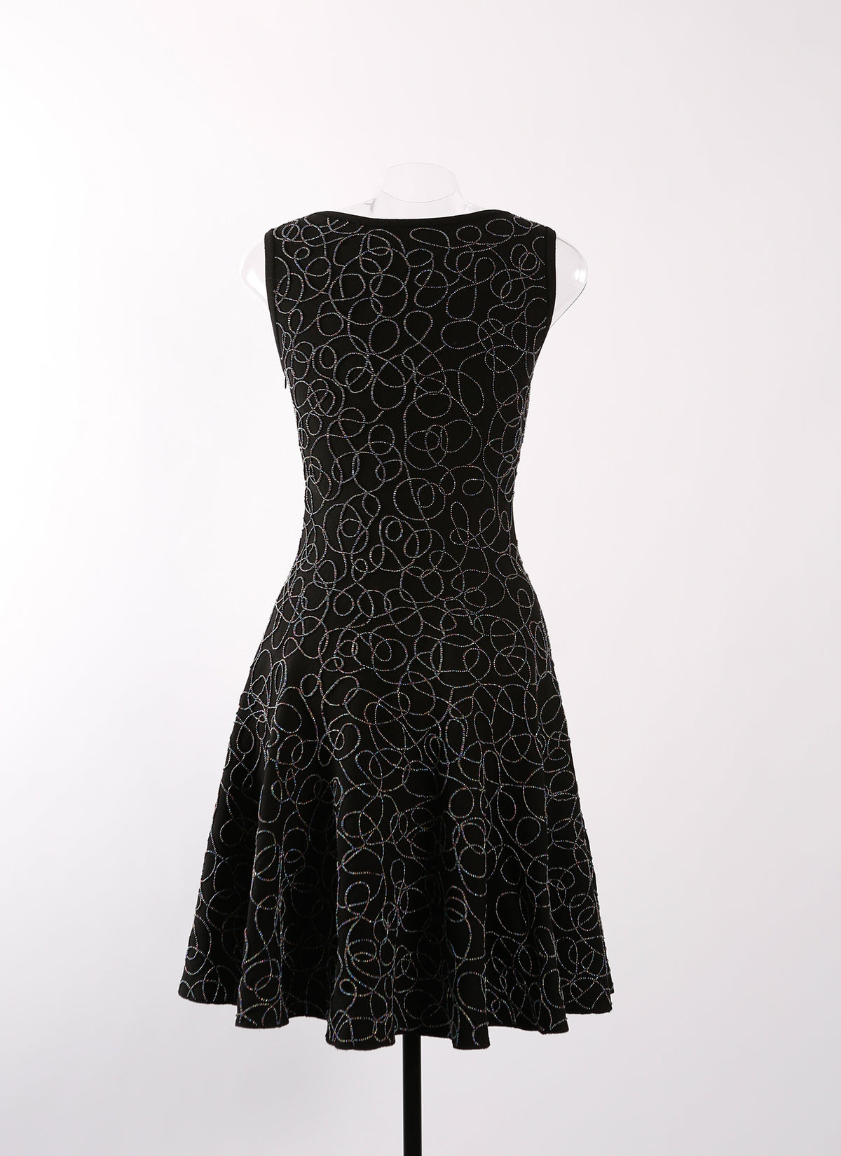 Sleeveless embroidered wool Rainbow dress - Black