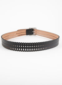 Ceinture plate à motif goutte en cuir - Noir