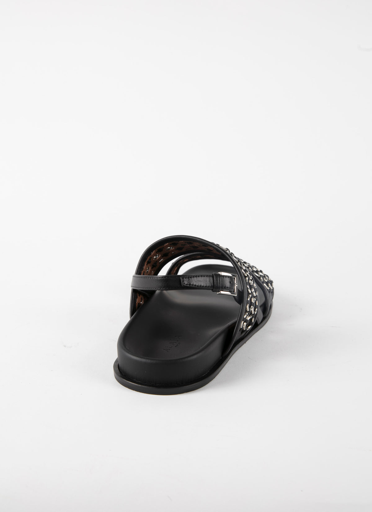 Mules à bride en cuir à œillets - Noir