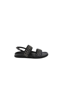 Mules à bride en cuir à œillets - Noir