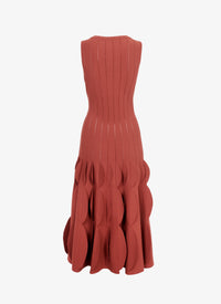 Robe longue évasée et texturée en maille - Grenat