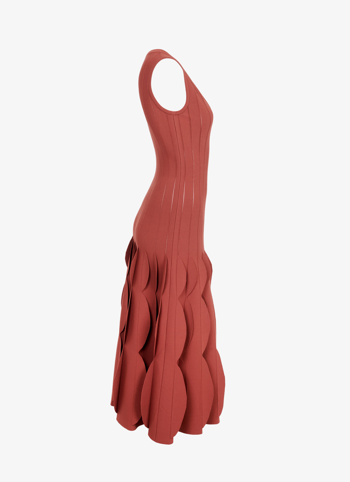 Robe longue évasée et texturée en maille - Grenat