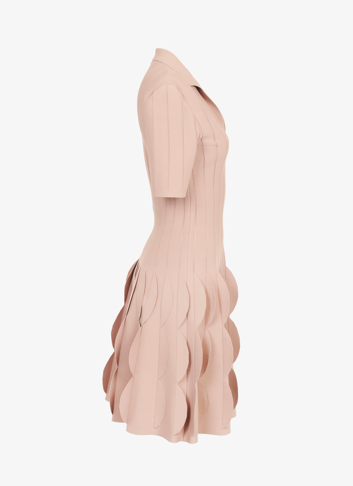 Robe polo festonnée en maille - Chair