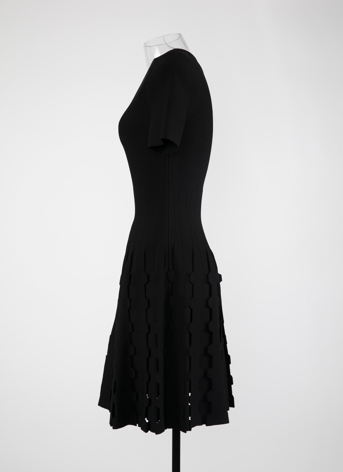 Mini robe à manches courtes en maille - Noir