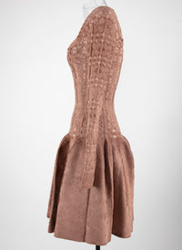 Robe à manches longues en maille - Bois de Rose & Nude