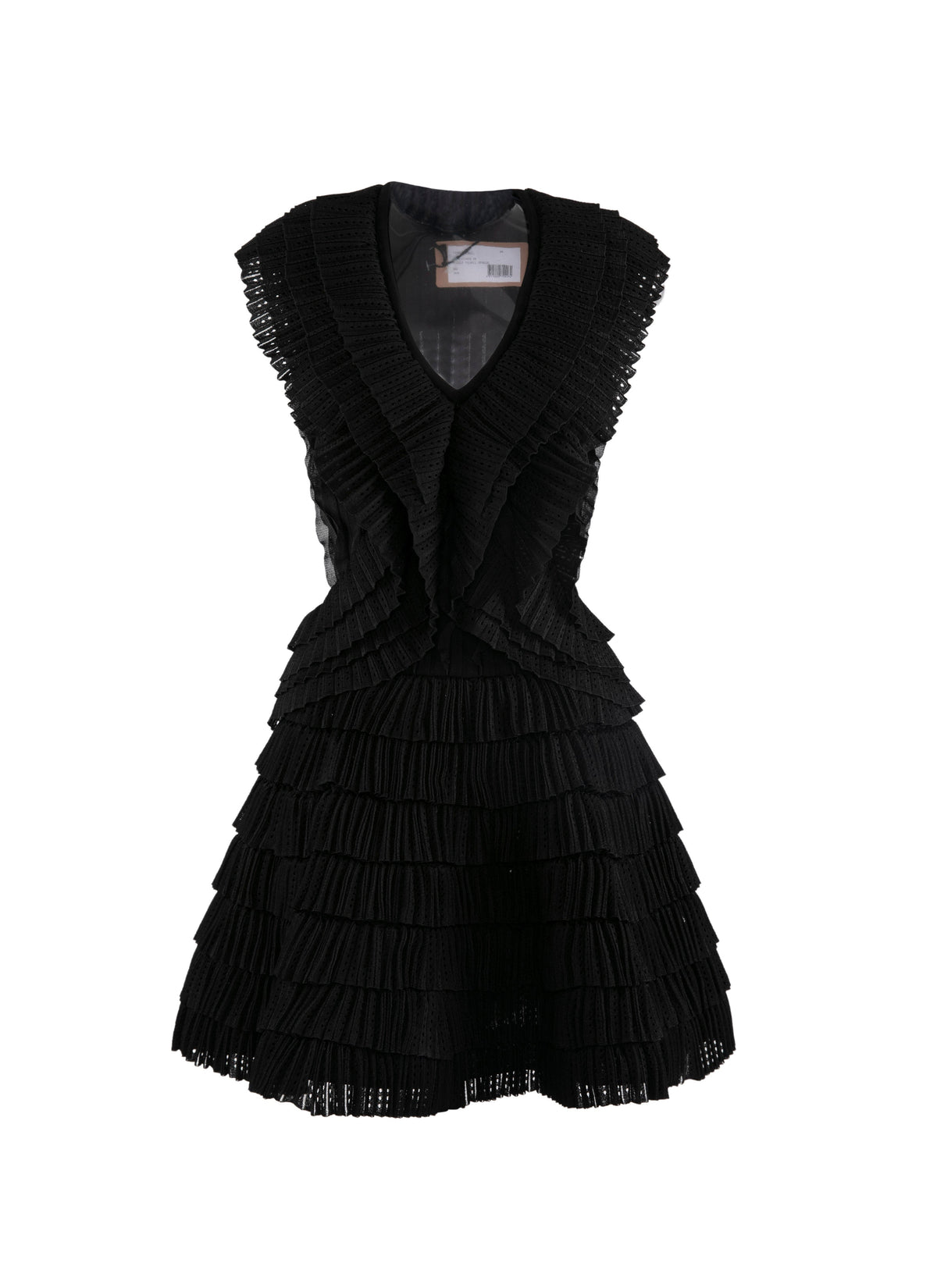 Mini robe sans manches à froufrous en soie - Noir