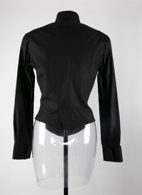 Chemise à col haut en popeline japonaise - Noir