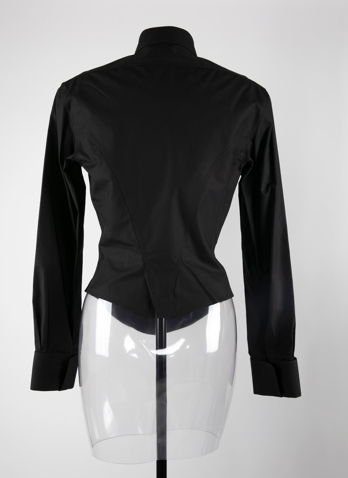 Chemise à col haut en popeline japonaise - Noir