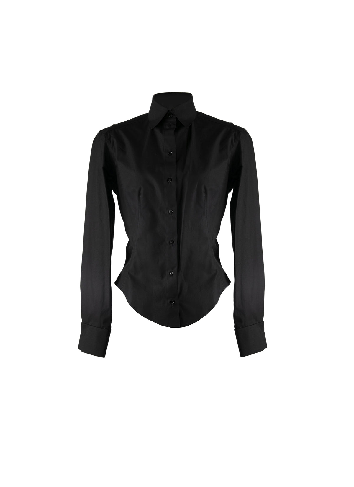 Chemise à col haut en popeline japonaise - Noir
