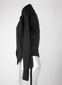 Chemise à col haut en popeline japonaise - Noir