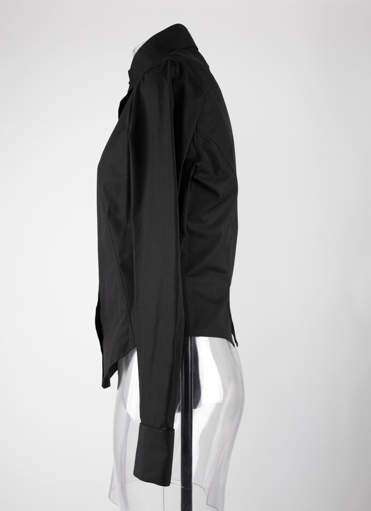 Chemise à col haut en popeline japonaise - Noir