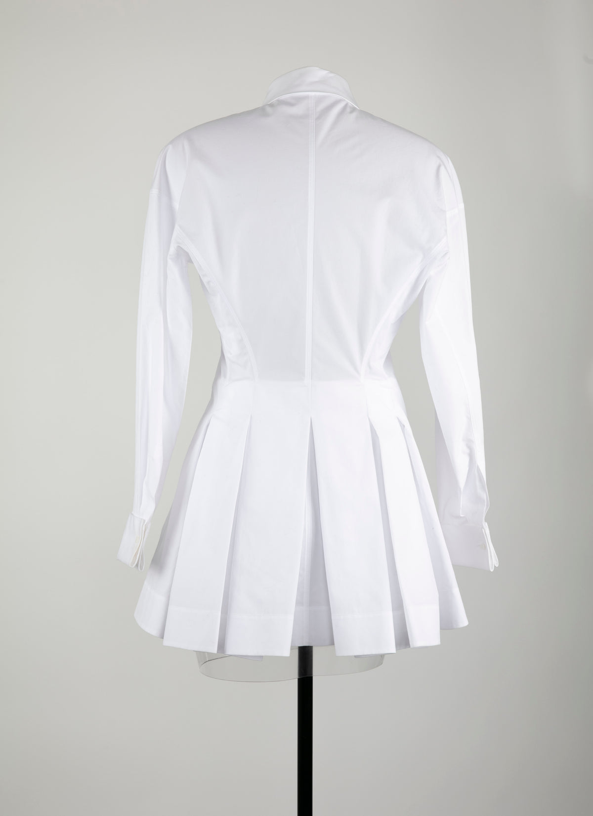 Chemise cintrée et plissée en popeline japonaise - Blanc Neige